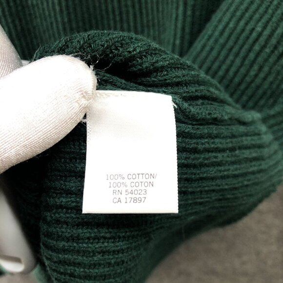 Banana Republic 1/4 Button Sweater Mens XL Forest Green Ribbed Cotton Chunky - Picture 6 of 10